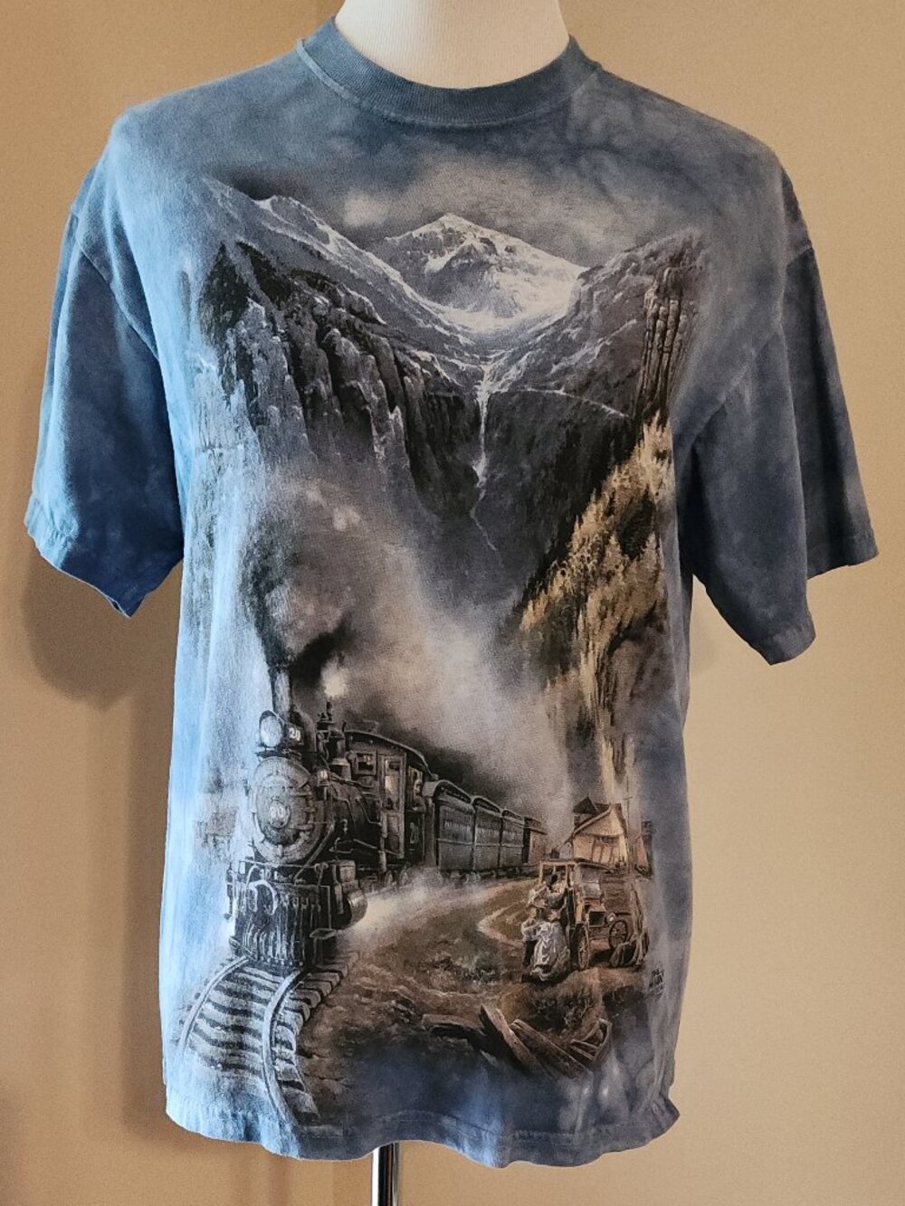 The Mountain "TRAIN" Light Blue Tie Dyed T-Shirt Size M/Medium  Unisex